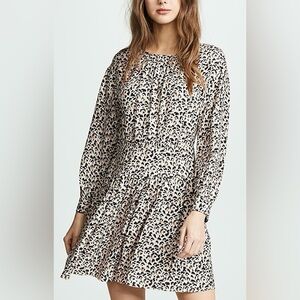 Rebecca Taylor NWT Leopard Print Long Sleeve Silk Mini Dress